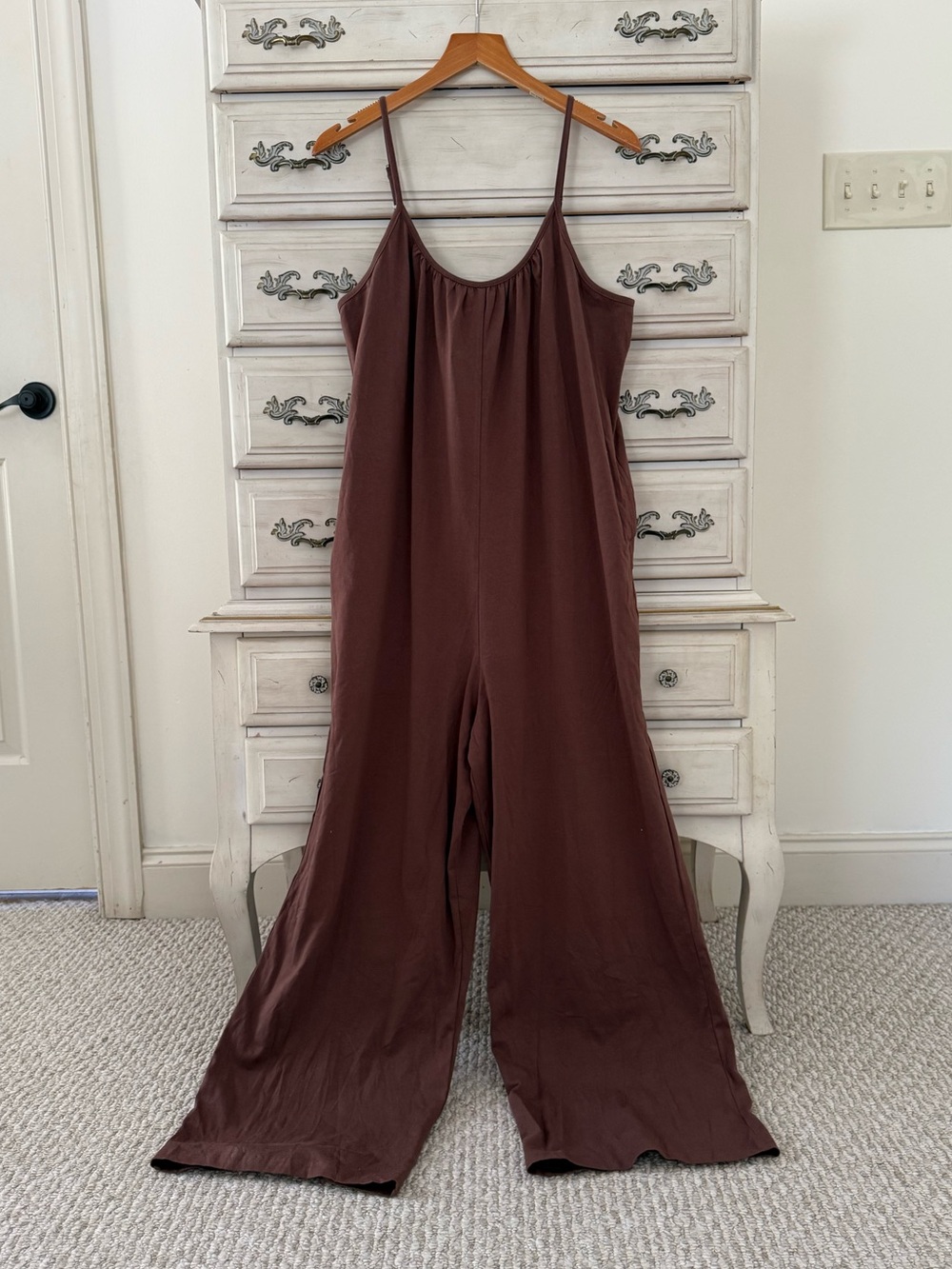 Brown Cotton Relaxed Pocketed Jumpsuit - Picture 2 of 5